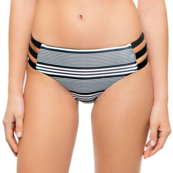 NEW Sunn Lab Women’s Striped Bikini Top & Bottom, Black/White, Small - Picture 3 of 10